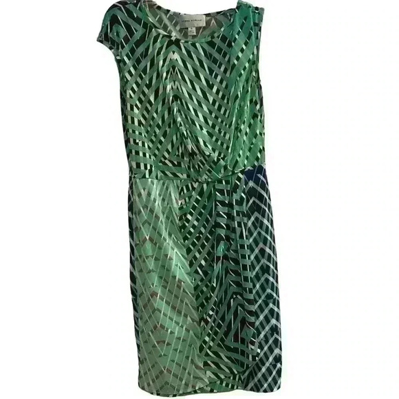 Donna Morgan Women's Knee Length Dress Size 6 Multicolor Chevron Geometric - Picture 1 of 13